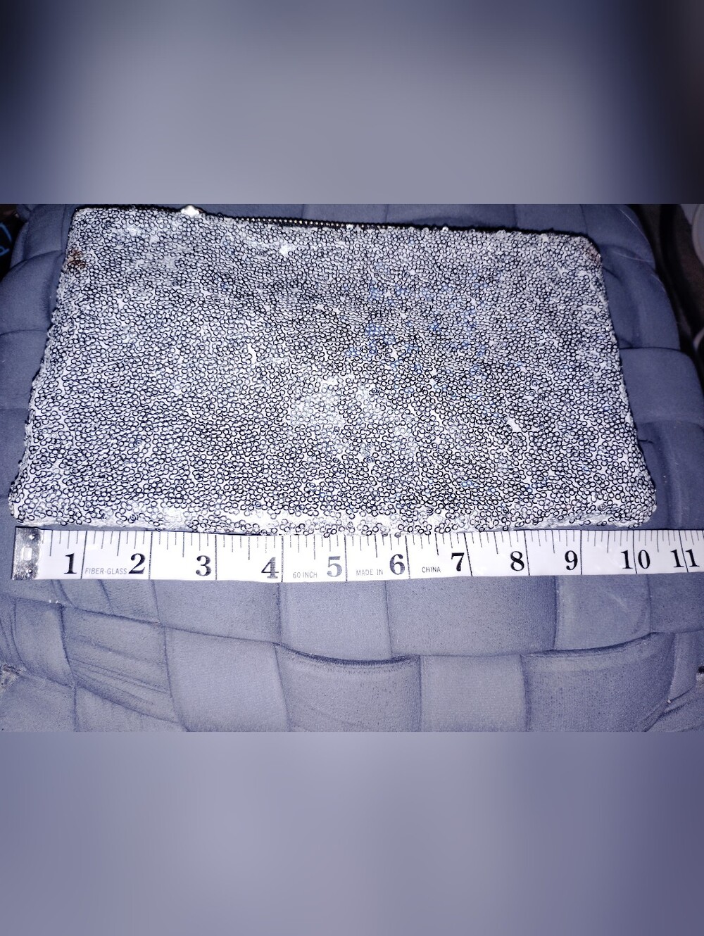 Silver Sequin Rectangular Clutch